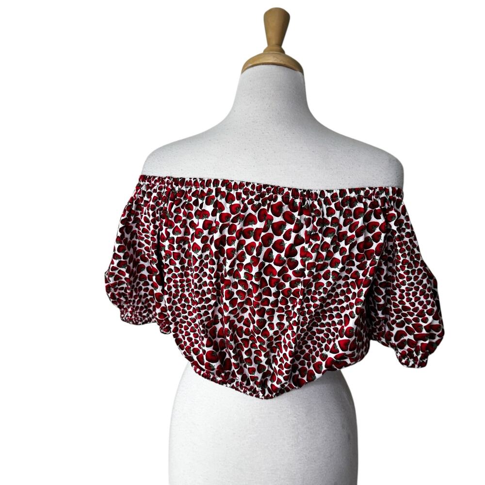 J.CREW Cinched-waist cropped top in strawberry swirl cotton poplin Size Small - Picture 5 of 8